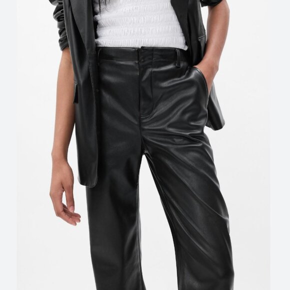 GAP HIGH RISE VEGAN FAUX LEATHER STRAIGHT LEG PANTS BLACK SIZE 6 NWT - Picture 12 of 12